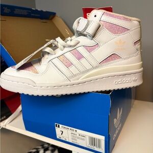 Adidas Womens Hightop Sneakers - White and Purple